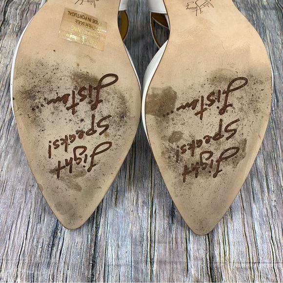 John Fluevog Modern Living Slant White Ankle Strap Heels, 9.5 - Picture 14 of 16